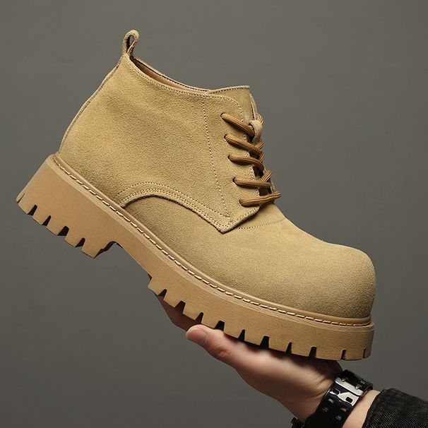 Martin Boots Men's Retro Tooling Shoes Heightened Derby Shoes Men's Big Boots Heightened Thick Soles_vogvips.com