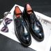 New Men's Brown Business Casual Derby Shoes British Style Lace-up Versatile Brock Men's Shoes Black Suit Banquet Dress Groom Wedding Shoes_vogvips.com