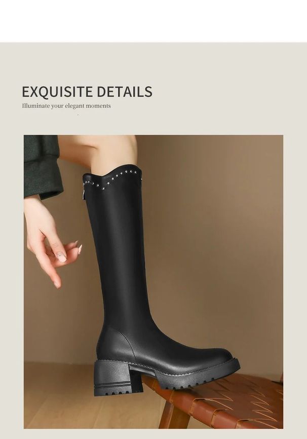 wind But Knee Spring And Autumn Niche Rivet Mouth Thin Womens Thick Soled Knight Boots 251107_vogvips.com