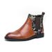 New Style Stylish Personalized Jacquard Chelsea Boots Fashion Flower Blooming Wealth Embroidery Men's Boots Brown Retro Gentleman's Leather Boots_vogvips.com