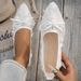 A Pair Of Pointed-toe Comfortable Flat Women's Shoes, Decorated Bows And Sweet Lace Mesh, Suitable For Pairing With_vogvips.com