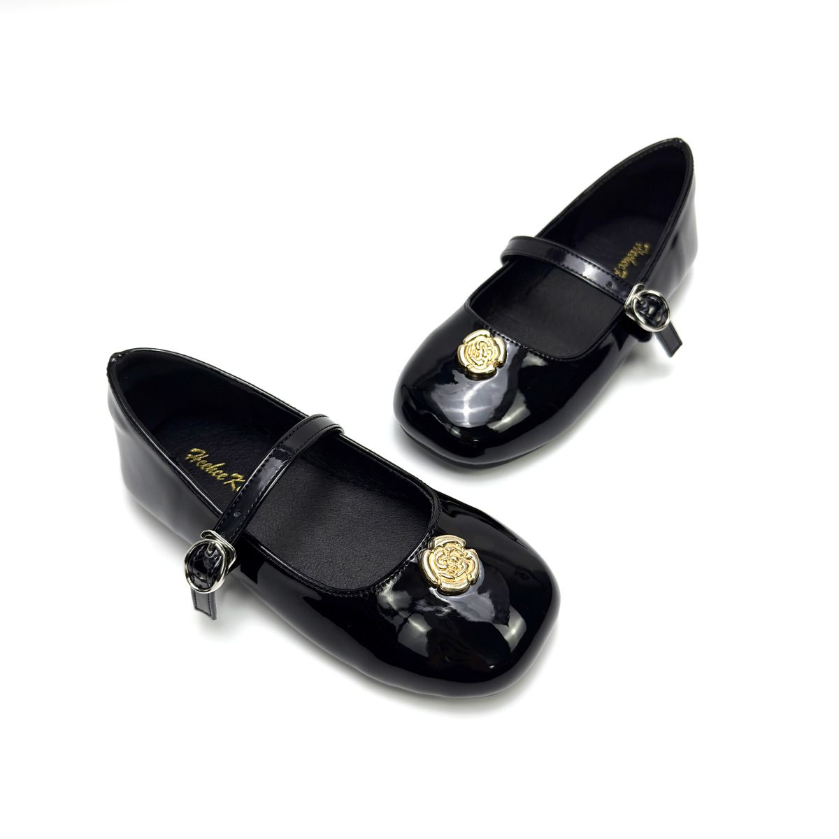 Kids' Shoes Girls Leather Shoes Camellia British Style New Single Strap Casual Shoes Retro Black Leather Shoes Mary Jane Children's Shoes_vogvips.com