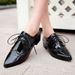 Spring Summer Autumn New Brogue Burnt Flower Hollow Square Heel Single Women's Pointed Toe Patent Ladies' Small Leather_vogvips.com