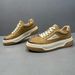 Men's Leather Sneakers For Spring, Thick Soled Sports Shoes, Trendy And Versatile, Low Top Casual Shoes_vogvips.com