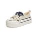Double Lace Canvas 2026 Spring New Versatile Thick Sole Sneakers Comfortable Casual Single Sports Shoes For Women_vogvips.com
