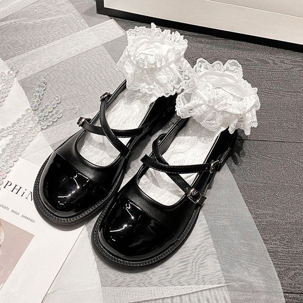 X1 Huidong Yixinda Soft Leather Women's Summer 2025 Chunky Heel Color Block Retro Round Toe Mary Jane Shoes_vogvips.com