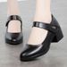 Women's Comfortable Slip-On Loafers With Chunky Heel – Breathable PU Work Shoes For Spring & Summer, Soft Rubber Sole Casual Shoes In Black_vogvips.com