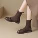ZHR Thick-Soled Fleece-Lined Short For Women 2025 Autumn Winter New Versatile Flat Sock Elastic Boots To Match Dresses_vogvips.com