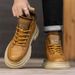 Martin High Autumn British Style Genuine Leather Men's Casual Shoes Mid Top Height Increasing Waterproof Work Boots_vogvips.com