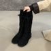 Women Boxing Boots Miting Front Lace-Up Casual Long Round Toe Versatile Height-Increasing Comfortable Martin Side Zipper Cool And Handsome_vogvips.com