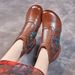Ethnic Style Autumn Winter New Cowhide Fleece Lined Warm Cotton Shoes Women's Chunky Heel Soft Sole Non-Slip Short Boots_vogvips.com