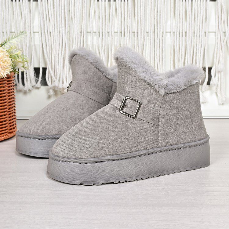 Women's Shoes Large Size Mid Tube Snow Boots For Women Autumn And Winter New Style Slip On Warm Large Cotton Snow Boots For Women_vogvips.com