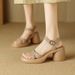 Open Toe Thick Sole Waterproof Platform Outdoor Sandals For Women 2024 New Summer High Chunky Heel Fairy Style Roman_vogvips.com