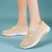 Spring Women Shoes Soft Sole Mesh Upper Vulcanized Sneakers For Middle Aged Mothers Lightweight Breathable Slip-on_vogvips.com