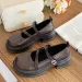 Women Casual Fashion British Style New Trendy Round Toe Retro Thick Sole French Mary Jane Shoes Triple Black Brown Free_vogvips.com
