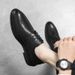Euro Step Men's Low-Cut Brogue Perforated Sandals Business Casual Fashion Breathable Hollow Youth Leather Shoes_vogvips.com