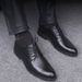 Classic Pointed Toe Dress Shoes With Hidden Wedge Heel For Business & Formal Occasions - Lightweight & Comfortable Oxford Style Lace-Up Shoes_vogvips.com