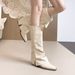 Women's Shoes White Chunky Heeled Knee High Boots, New Style, High Heel, Pointed Toe, Slouch, Riding Boots, Over The Knee._vogvips.com