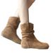 Sheepskin Version~Flat For Women Western Autumn Winter Slip-On Round Toe Slouch Slimming Short Boots_vogvips.com