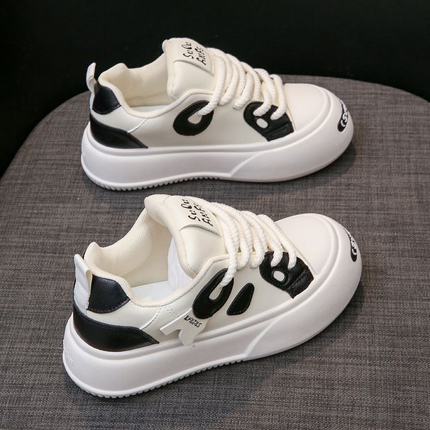Women's White Chunky Sneakers - Casual Shoes For Spring, Thick Sole Platform Shoes For Walking & Daily Wear_vogvips.com