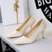 322 Simple Vintage Style Shallow Square-Toed High Heels For Women, Satin Thin Heel, Versatile And Comfortable, Elegant_vogvips.com