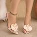 Cross-Border European And American Three-Dimensional Flower Decoration Back Strap Electroplated Heel Pointed Open-Toe_vogvips.com