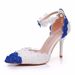 Women's Shoes 9cm color matching blue and white lace flower banquet stage sandals stiletto sandals female dance cheongsam pointed sandals_vogvips.com