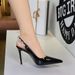1859-K109 European American Style High-heeled Shoes, Pointed Toe, Shallow Cut, Women's Pearl And Rhinestone Backless_vogvips.com