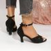 34-45 Size Women's Shoes, Black Suede Cross-strap High-heeled Sandals, Summer Open-toe Buckle Stiletto Mid-heel_vogvips.com