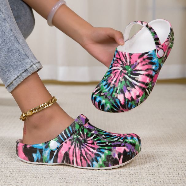 Women's Summer New Cute Strawberry Print Sandals Thick Sole Non-Slip Beach Wearable Closed Toe Shoes_vogvips.com