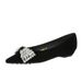 3685-H103 French-style Commuting Women's Versatile Sheepskin Velvet Rhinestone Bow Wedge Heel Elegant Pointed Toe Small_vogvips.com