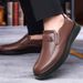 Mn's Slip-On Lathr Shos Soft Bottom Brathabl Lightwight Comfortabl Businss Casual Footwar Round To PVC_vogvips.com