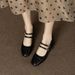 French Silver Women's Thick Heel 2025 Spring And Autumn Square Toe Shallow Mouth Straight Buckle Mary Jane S Single_vogvips.com