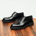 Vintage British leather tri-junction Derby men's business casual thick bottom increase High dress shoes_vogvips.com