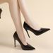 Black High Heels 2025 Autumn Solid Color Work Shoes Thin Heel Large Size 41-43 Elegant High-End Slip-On_vogvips.com