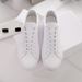 Men's Classic White Sneakers, Genuine Leather High Quality Soft Cowhide Solid Color Simple Fashion Casual Flat Walking_vogvips.com