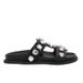 Women's Black Rhinestone Embellished Flat Sandals Fashionable Casual Slippers with Thick Sole And Racerback Design Summer Arrival_vogvips.com