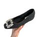 Ernie Temperament Woolen Square Head Rhinestone Square Buckle Inner Height-increasing Single Shoes Women's Autumn Velvet Single Shoes_vogvips.com