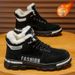 Winter Fleece-Lined Martin Boots For Men, High-Top Work Shoes, Thick Sole, Slip-Resistant, Wear-Resistant, Thickened War_vogvips.com