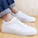 Casual Men's Inner Heightening Board Shoes Lat Bottom Round Head White Shoes Lace Up Men's Shoes Rubber_vogvips.com