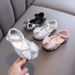 Girls Princess Square Mouth Rhinestone Bow Mesh Single Shoe Shoes Show Dance Shoes_vogvips.com