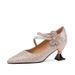 2026 Spring New Elegant Women's Low-Heel Shoes With Sparkling Rhinestone Bow, Mid-Heel Single Shoes, Fashionable_vogvips.com