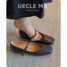 Cowhide French Style Women's Genuine Leather Flat Versatile Ballet Soft Sole Granny To Match Dresses Mary Jane Shoes_vogvips.com