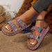 Metal Buckle Soft Sole Flip-flops Women's Outer Summer New Fashion And Versatile Rhinestone Wedge Non-slip Cool Slippers_vogvips.com