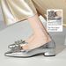Cameido Elegant Pointed Crystal Rhinestone Thick Heel Shallow Single Shoes For Autumn, Versatile Low Heel Commuting Shoes, Sabot Shoes_vogvips.com