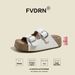 Women's Toast Style Sandals 4.5cm Platform Sole Genuine Leather Brown Apricot Gray Beige Summer Fashion Slippers_vogvips.com