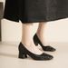 French Elegant Plaid Square Toe Chunky Heel Veratile Little Style Lady Matching Dre Commuting High_vogvips.com