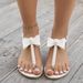 Cross-border Roman Flat Women's Sandals 2026 Summer New European And American Large Size Pearl Bowknot Thong Fashion_vogvips.com