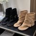 Clip Slip-On Boots 2025 Summer New Soft Leather Fashion Round Toe Personality Wedge Roman Sandals_vogvips.com