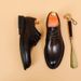 Summer leather Men's leather men's shoes Business dress men's leather shoes High-end head layer cowhide Brock carved Derby shoes_vogvips.com